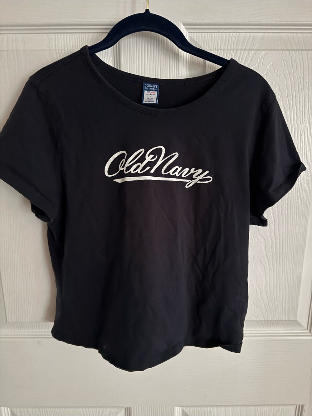 Old Navy Cropped Logo Tee Black Size L
